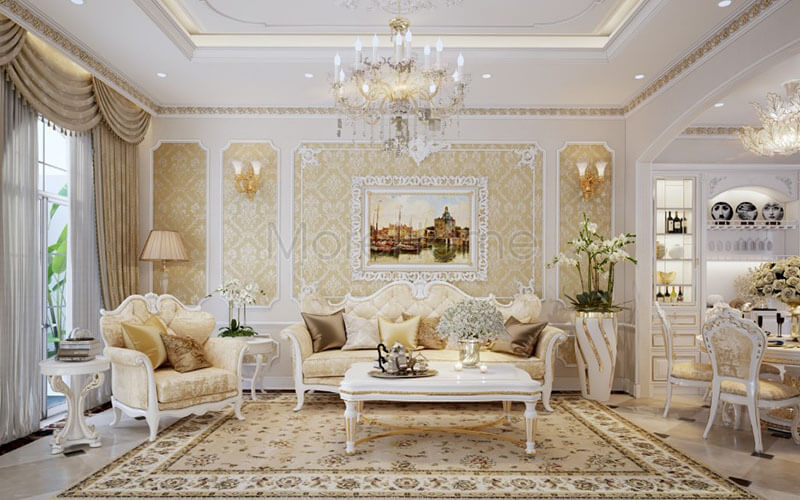 Mẫu thiết kế nội thất phòng khách tân cổ điển, cao cấp mang lại không gian căn nhà thật sang trọng Thiết kế phòng khách nhà phố