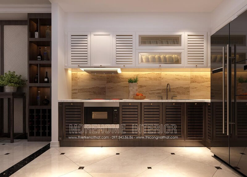 Mẫu tủ bếp gỗ sồi phu sơn cao cấp mang lại vẻ đẹp sang trọng và ấm áp Tủ bếp hiện đại,tủ bếp đẹp hiện đại, tủ bếp An Cường