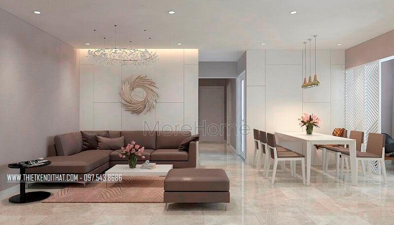 Bố trí nội thất phòng khách chung cư hiện đại khoa học tối giản