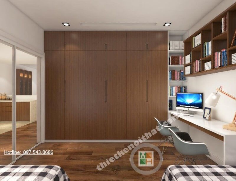 Mẫu tủ quần áo gỗ công nghiệp được nhiều căn hộ chung cư lựa chọn bởi sự sang trọng và thuận tiện của nó mang lại