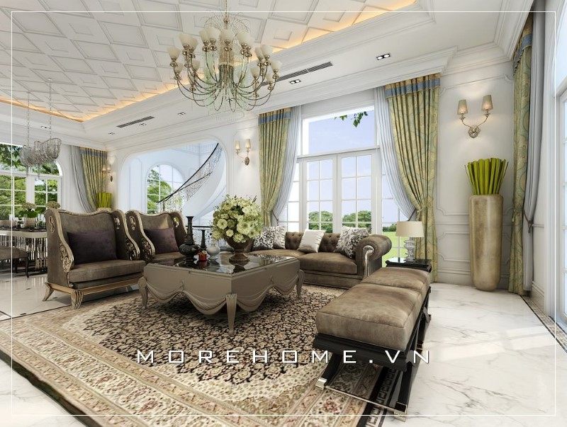 Phòng khách được thiết kế mang phong cách tân cổ điển luôn là sự lựa chọn ưu tiên hàng đầu của các gia chủ.